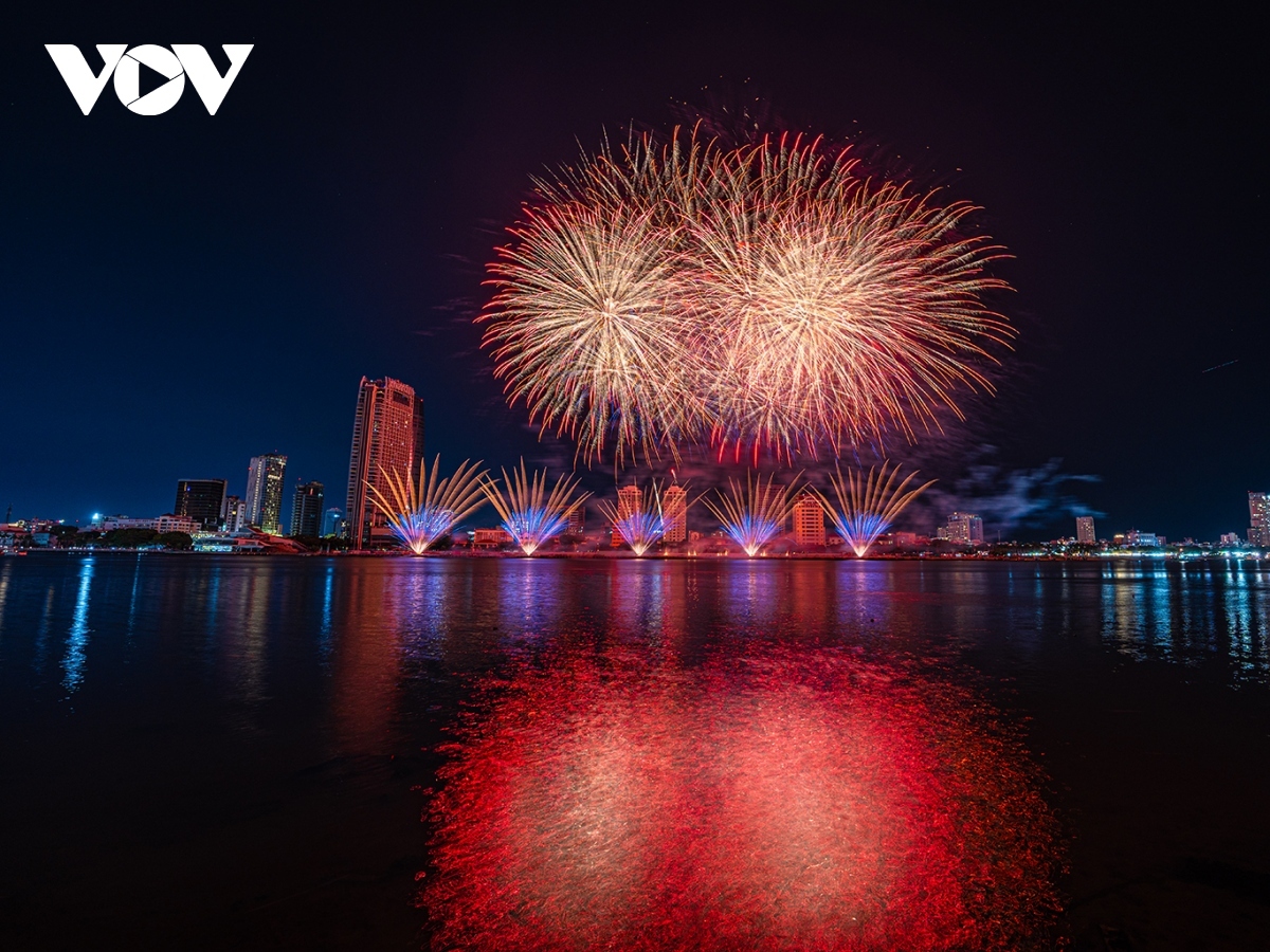 A fireworks performance staged by the Finnish team