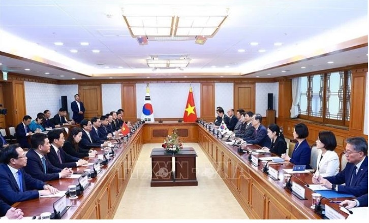 At the talks between the Vietnamese and Korean PMs (Photo: VNA)