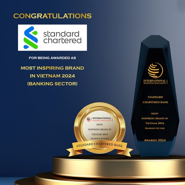 Standard Chartered Bank Vietnam has been named the most inspiring brand in Vietnam 2024. (Photo courtesy of the firm)