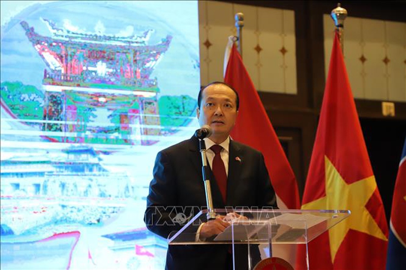 Vietnamese Ambassador to Egypt Nguyen Huy Dung speaks at the function marking Vietnam's 79th National Day in Cairo on August 19. (Photo: VNA)