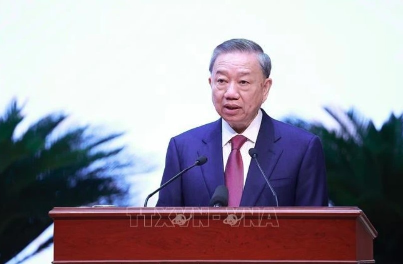 Party General Secretary, President To Lam delivers his inaugural speech. (Photo: VNA)