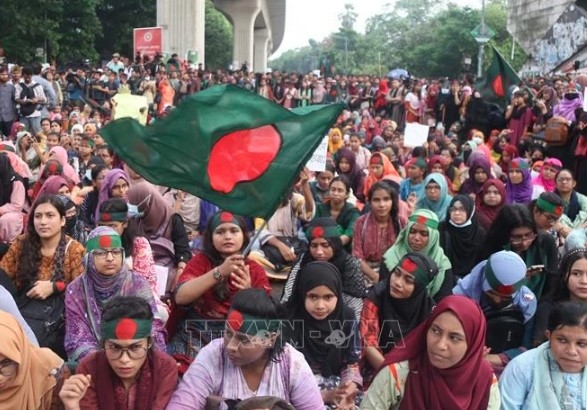 A protest in Bangladesh on August 4 (Photo: Xinhua)
