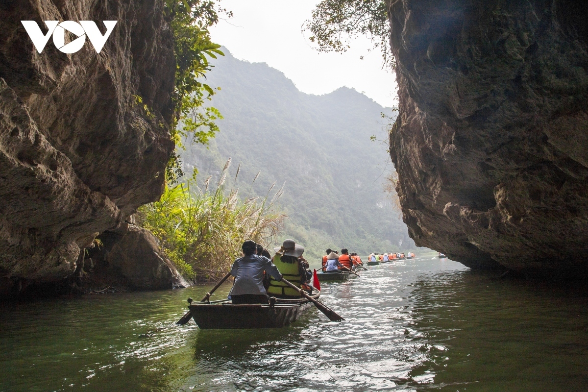 Visitors can take a boat tour to savour scenic views of Tam Coc-Bich Dong cave in Ninh Binh