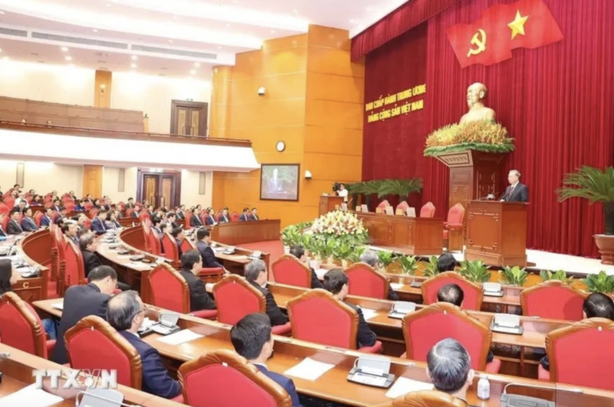 Party General Secretary and State President To Lam delivers the closing remarks at the 10th session of the 13th Party Central Committee on September 20. (Photo: VNA)