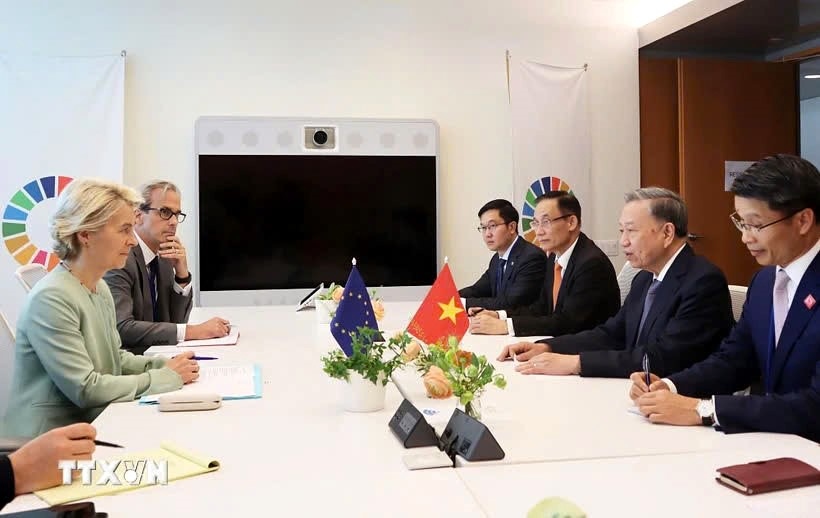 Party General Secretary and President To Lam of Vietnam and European Commission President Ursula von der Leyen meet on the sidelines of the general debate of the 79th UN General Assembly, in New York on September 24.