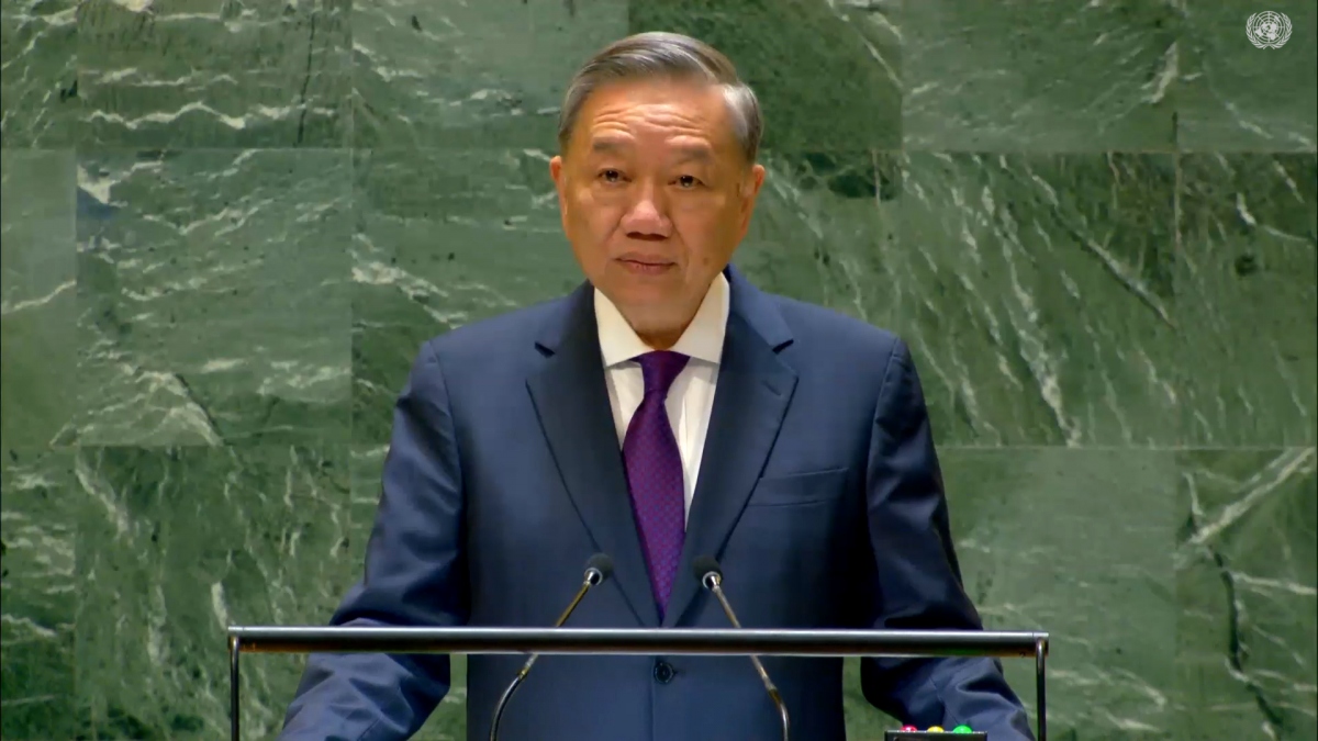 Vietnamese Party General Secretary and President To Lam addresses the general debate of the 79th UN General Assembly in New York on September 24. (Photo: UNGA)