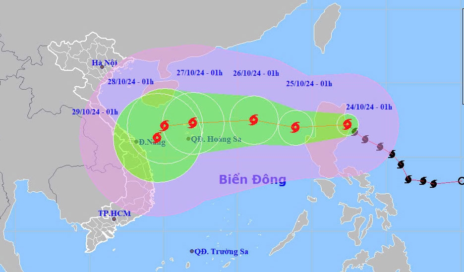 Typhoon Trami is heading for Vietnam after battering the Philippines and killing 14 people. (Photo: NCHMF)