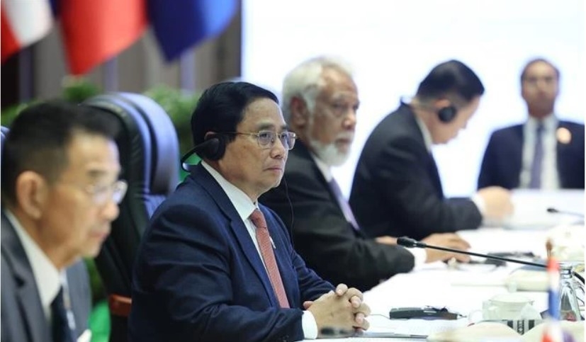 Prime Minister Pham Minh Chinh at the 14th ASEAN-United Nations Summit in Vientiane on October 11. (Photo: VNA)
