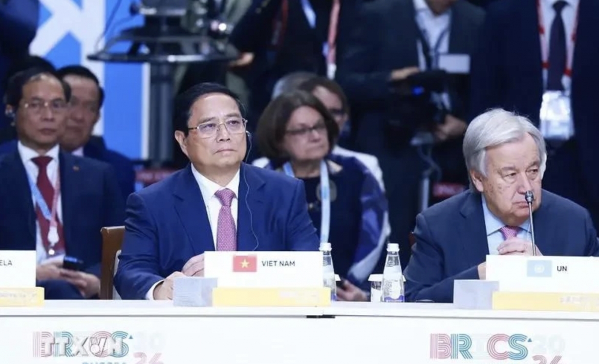 PM Pham Minh Chinh attends the plenary session of the expanded BRICS Summit in Kazan, Russia, on October 24. (Photo: VNA)