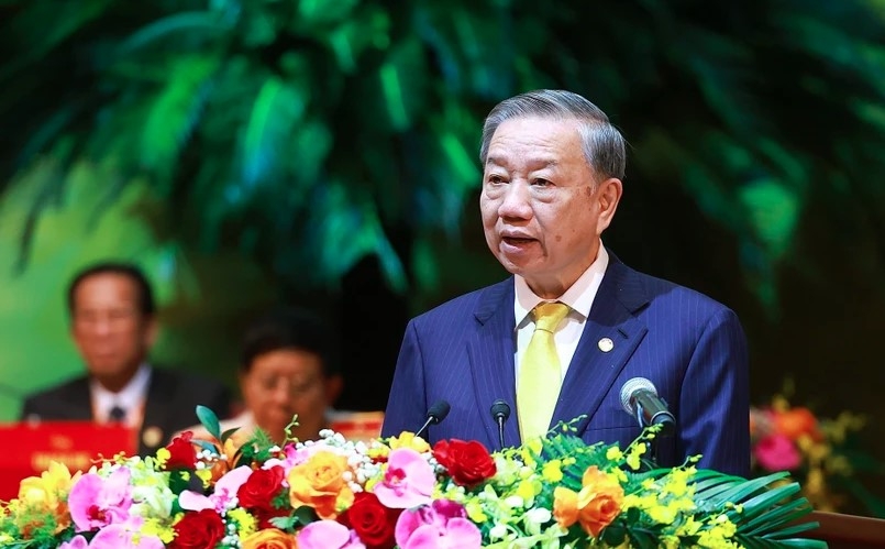 Party General Secretary and State President To Lam speaks at the 10th National Congress of the VFF in Hanoi on October 17. (Photo: VNA)