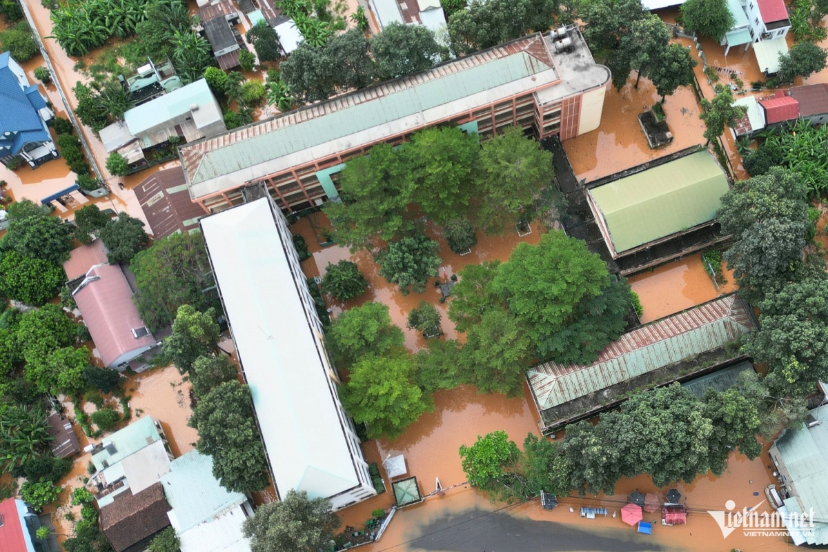 Many schools in Phuoc Tan ward are forced to suspend classes on October 29. In total, over 3,000 students are not attending school due to the extreme weather.