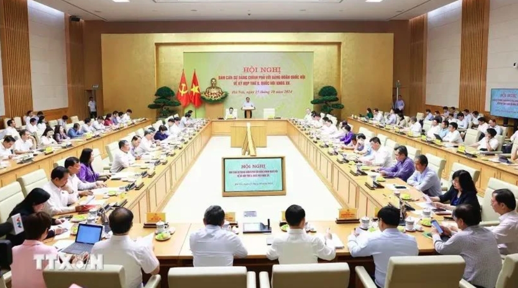 Prime Minister Pham Minh Chinh speaks at the conference on preparation for 15th legislature’s 8th session in Hanoi on October 15.