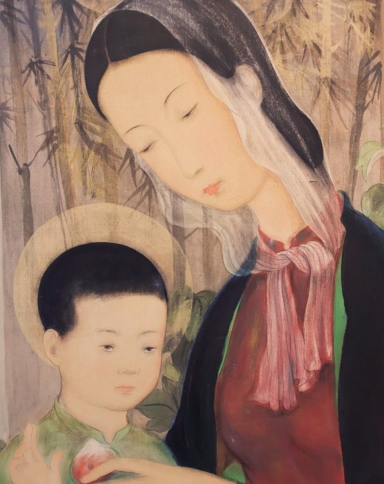 The silk painting “Le don de la Mère” by famous painter Le Pho is put up for sale at EUR600,000
