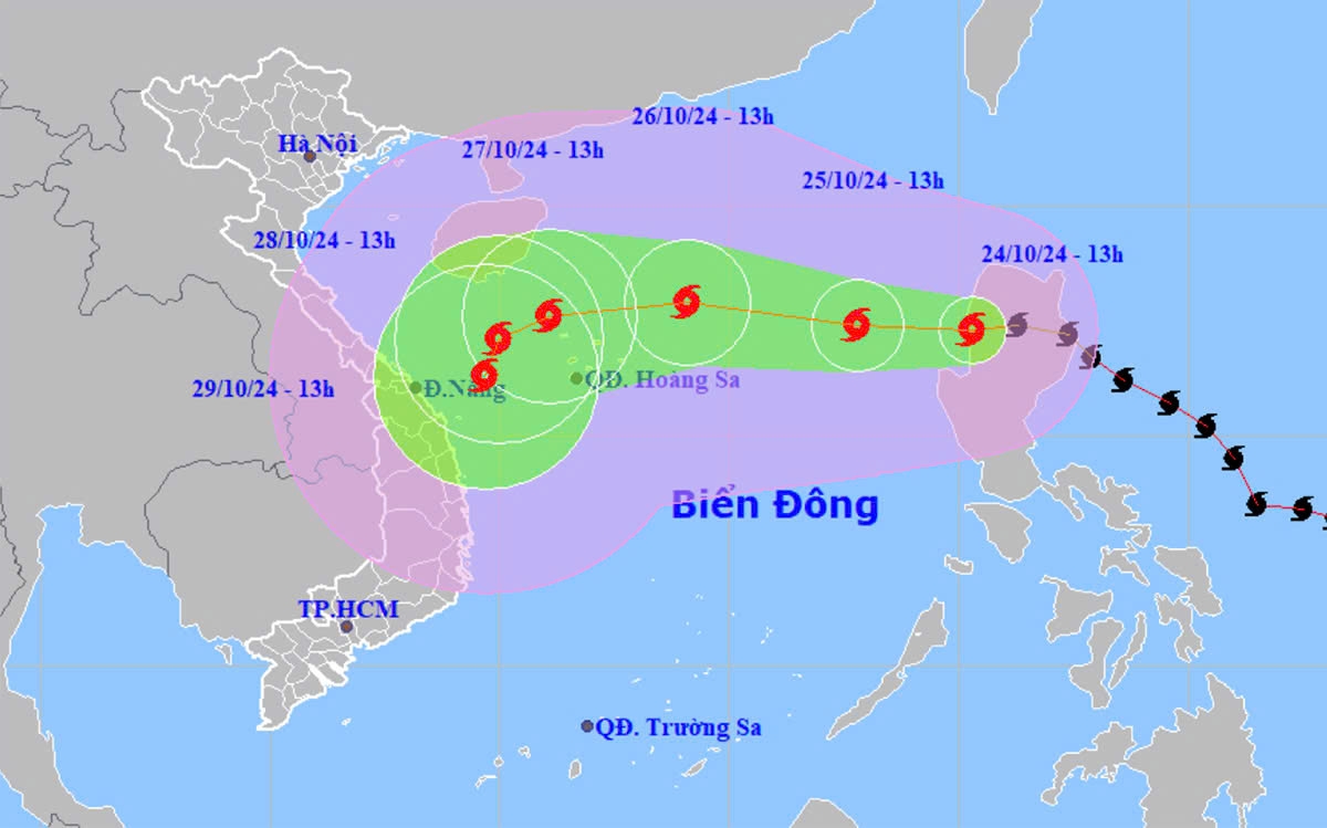 Typhoon Trami is said to have complex developments after moving into the East Sea and heading for Vietnam. (Photo: NCHMF)