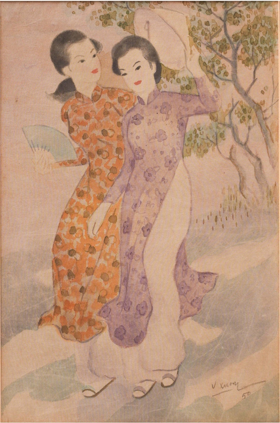 “Du xuân” (L’Éveil du Printemps) painting by renowned Vietnamese painter Le Van Xuong (1917-1988)
