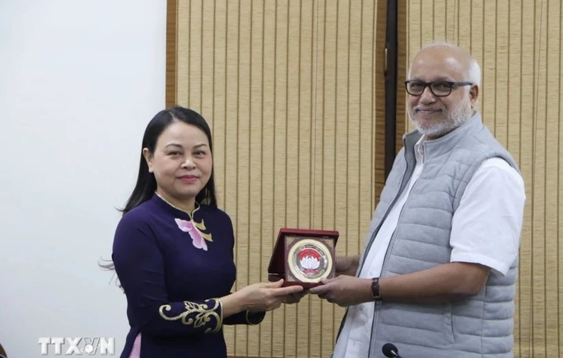 General Secretary of the VFF Central Committee Nguyen Thi Thu Ha and head of the Communist Party of India (Marxist)’s committee for external affairs Mariam Alexander Baby (Photo: VNA)