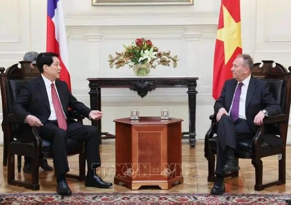 State President Luong Cuong (left) and President of the Chilean Senate José Garcia Ruminot (Photo: VNA)