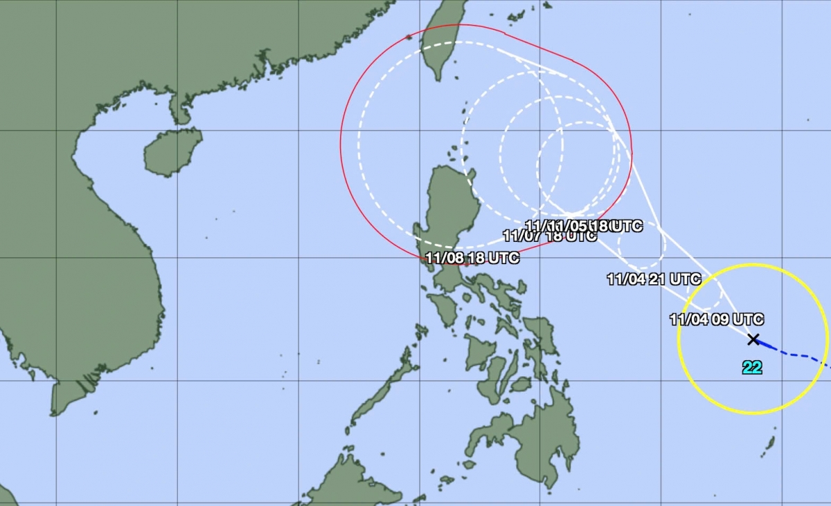 Typhoon Yinxing is expected to move into East Sea this weekend, according to the Japan Meteorological Agency. (Photo: JMA)