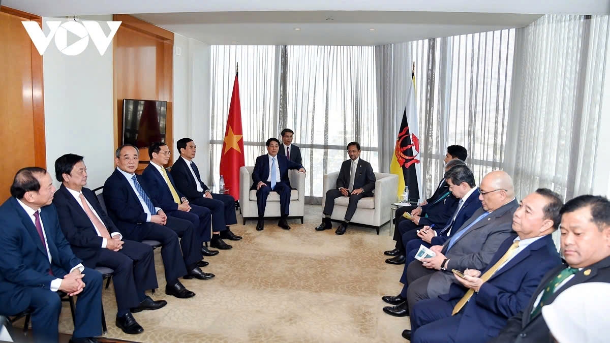 Vietnamese President Luong Cuong and Brunei Sultan Hassanal Bolkiah meet on the sidelines of the 2024 APEC Leaders’ Week in Lima, Peru, on November 14