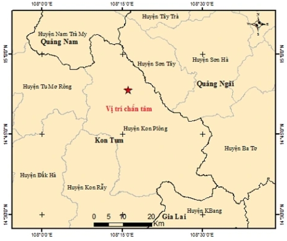 An earthquake occurs in Kon Plong district in the Central Highland province of Kon Tum on October 27.
