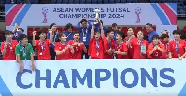 The Vietnamese women's national futsal team at the 2024 ASEAN Women’s Futsal Championships.