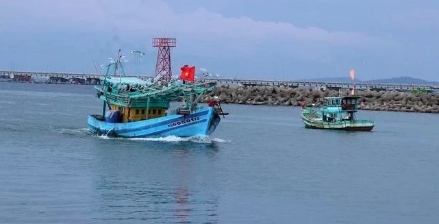 Fishing vessels in the Duong Dong river mouth of Phu Quoc island city, Kien Giang province