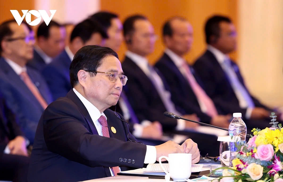 Pham Minh Chinh speaks at the 10th Ayeyawady-Chao Phraya-Mekong Economic Cooperation Strategy (ACMECS) Summit in Kunming, China, on November 7