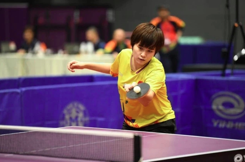 Nguyen Khoa Dieu Khanh in action during the women's singles final match of the Southeast Asian Table Tennis Championships on November 24 (Photo: VTTF)