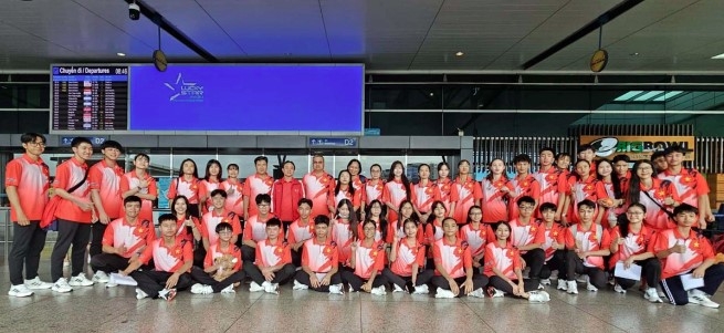 Vietnamese taekwondo artists left for Hong Kong to compete at the World Taekwondo Poomsae Championships 2024 (Photo: tuoitre.vn)