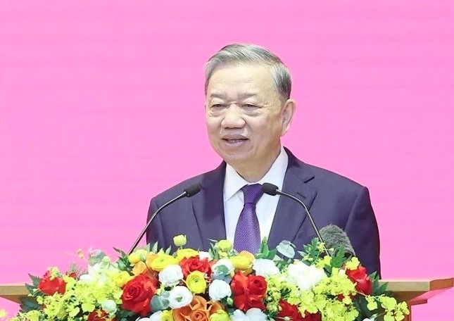 Party General Secretary To Lam speaks at the conference. (Photo: VNA)