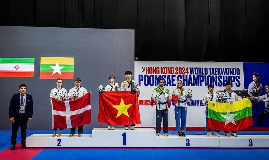 Vietnamese athletes win three gold medals, finishing in historic fourth place at World Taekwondo Poomsae Championships. (Photo courtesy of World Taekwondo Federation)