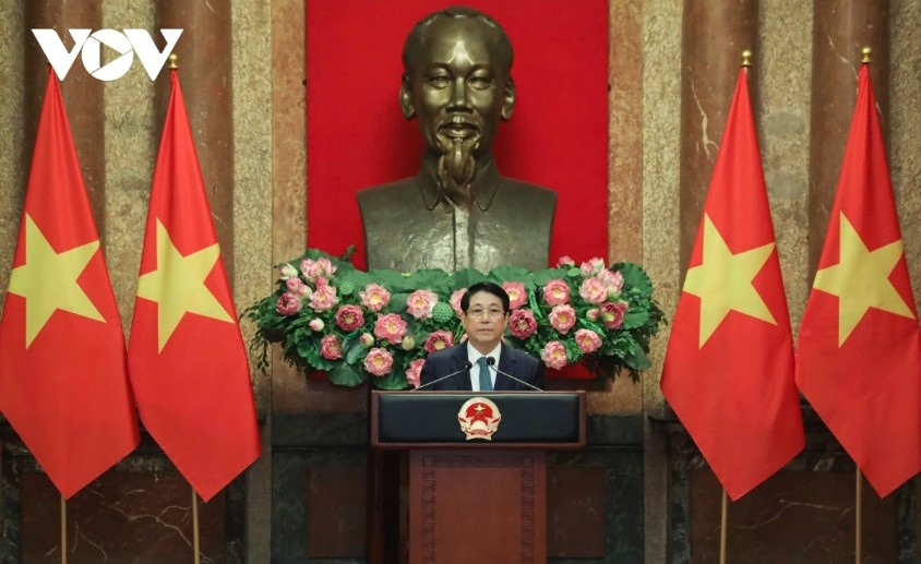 President Luong Cuong speaks at the credentials presentation ceremony 