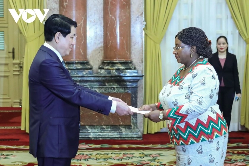 State President Luong Cuong and Zimbabwean Ambassador Constance Chemwayi.