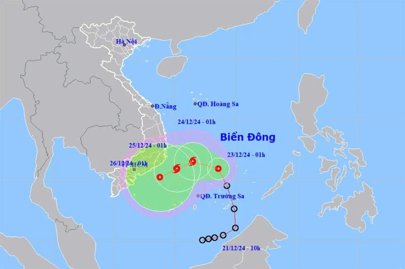 The tropical depression is projected to strengthen into a storm and head towards the southern coast of Vietnam.