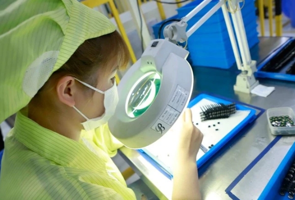 Production of electronics components at Youngbag Micromotor Co. Ltd. in Binh Xuyen Industrial Zone in Vinh Phuc province