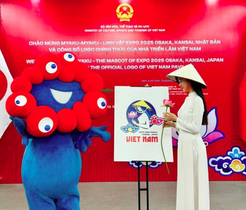 Vietnamese pavilion’s official logo at EXPO 2025 is unveiled at a ceremony held on February 26 in Hanoi. (Photo: sggp.org.vn)