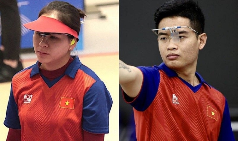 Trinh Thu Vinh and Pham Quang Huy win gold at Asian Rifle/Pistol Cup 2025 (Photo: vietnamnet.vn)