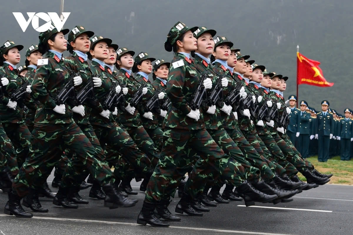 The Female Vietnam Peacekeeping Formation is one of the eight female military formations participating in the military parade for the 50th Anniversary of the Liberation of the South and National Reunification.