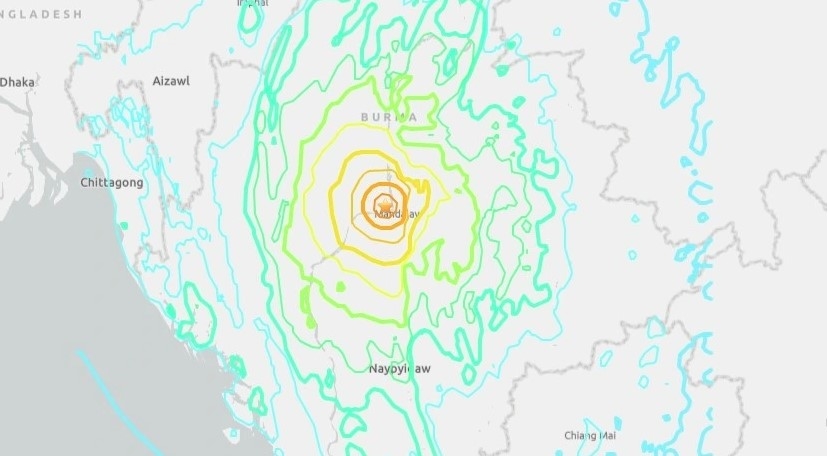 The earthquake's epicenter near Monywa city in central Myanmar (Photo: earthquake.usgs.gov)