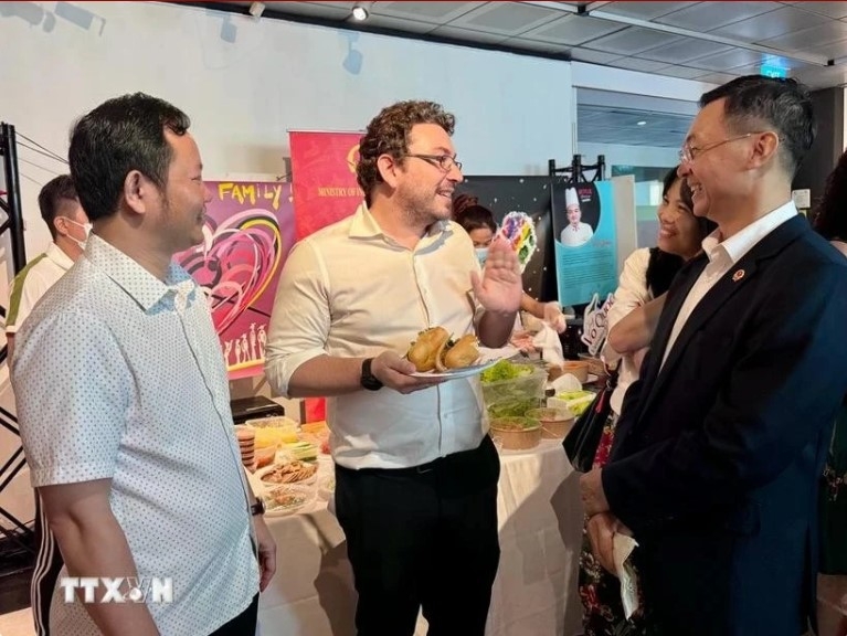 Virgile Prod'Homme, Research Director at Alliance Française Singapore, enjoys Vietnamese baguette.