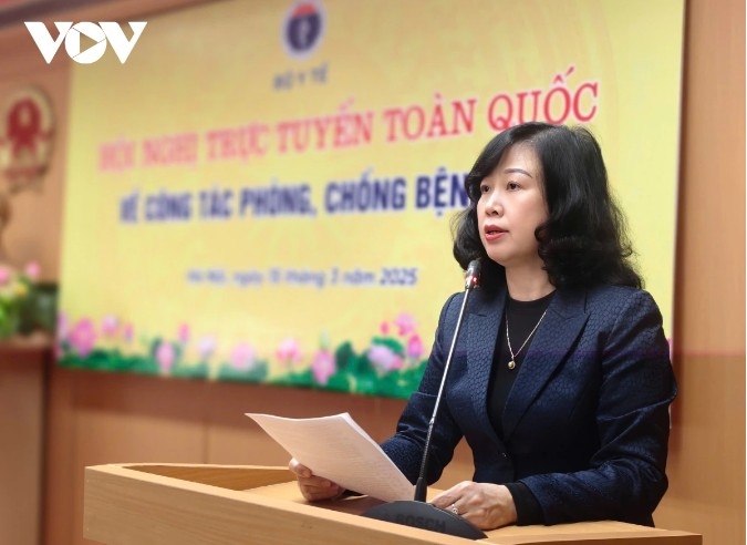 Minister of Health Dao Hong Lan speaks at the conference