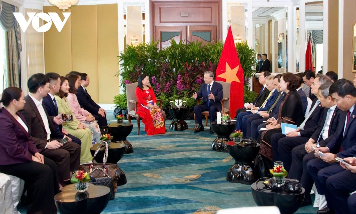 Party General Secretary To Lam meets with Tran Thi Lam, advisor to Shangri-La Healthcare Investment in Singapore on March 11