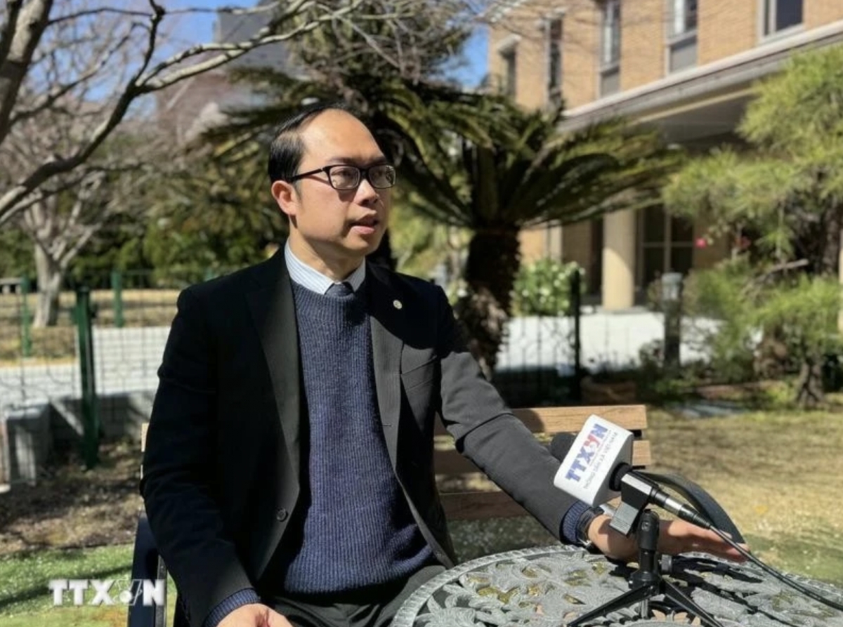 Chairman of the Union of Vietnamese Associations in Japan Dr. Nguyen Hong Son in an interview with the Vietnam News Agency (Photo: VNA)