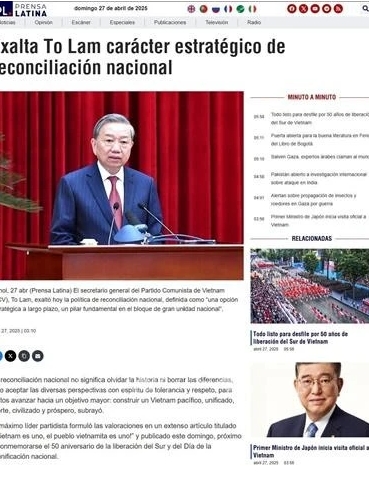 An article of Prensa Latina's special series marking the 50th anniversary of the liberation of the South and national reunification (April 30, 1975 – 2025). (Photo: VNA)