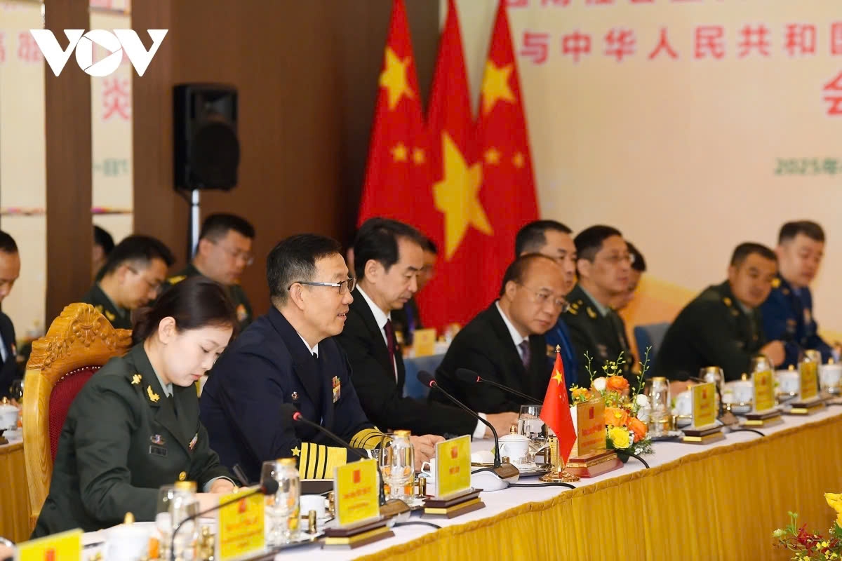 Chinese Defence Minister Dong Jun (second from right) during the talks