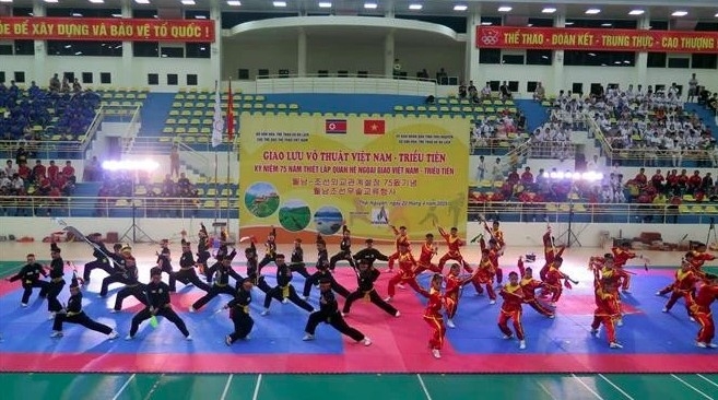 A performance of traditional Vietnamese martial arts at the exchange programme