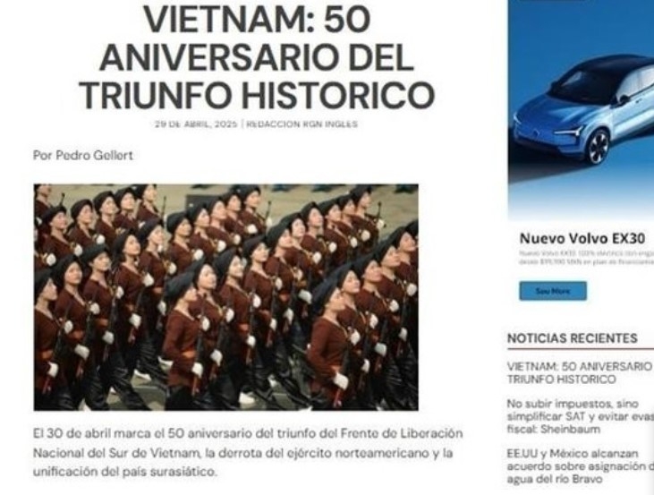 Regeneración runs a story about Vietnam’s April 30 victory