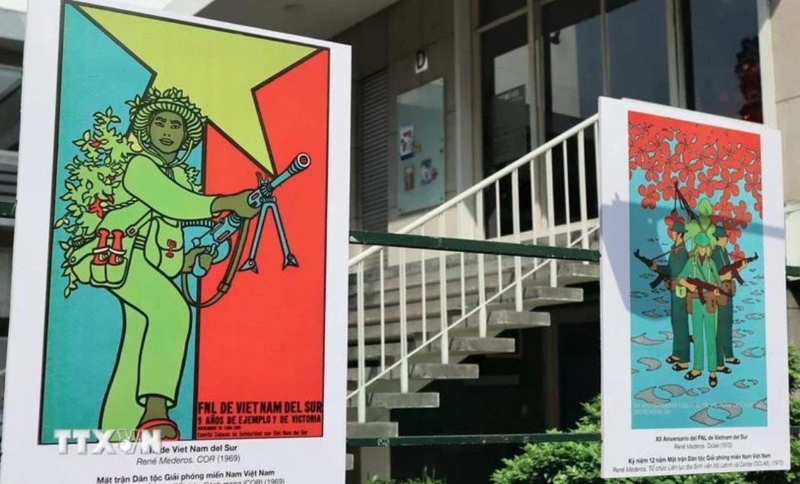 Vietnamese resistance is depicted through propaganda posters by Cuban artists.