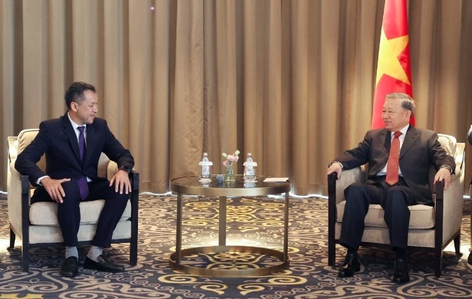 Party General Secretary To Lam meets with Chairman of the Coteccons Construction JSC, Kusto Group, Bolat  Duisenov