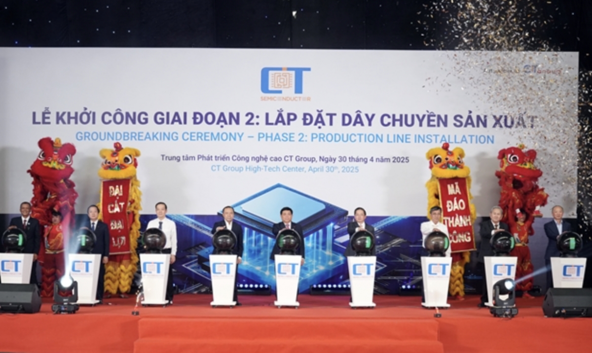 The groundbreaking ceremony for the second phase of construction on Vietnam’s first locally owned semiconductor chip factory. Photo courtesy of CT Semiconductor 
